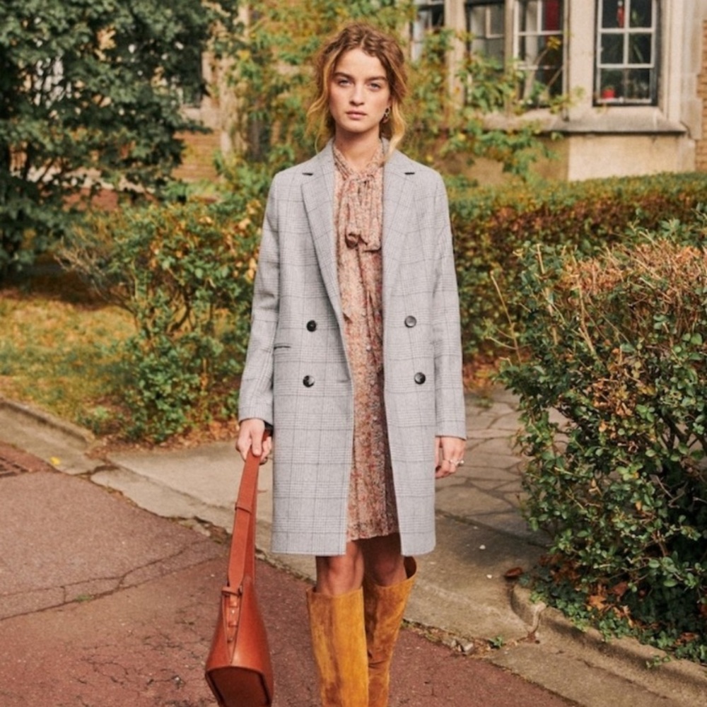 Sezane Johnson Coat RARE plaid, Size 38/6